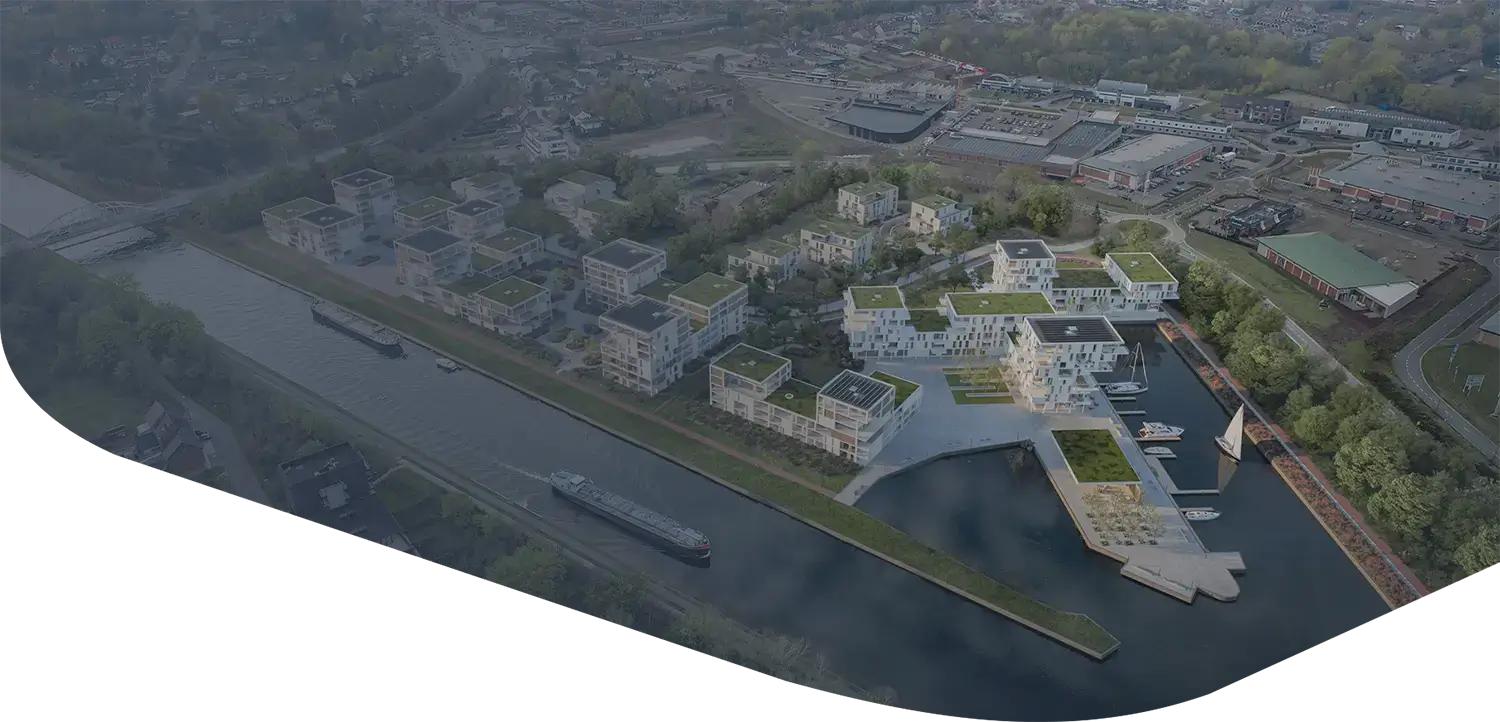 Bouwproject van Ceyssens bij zonsondergang